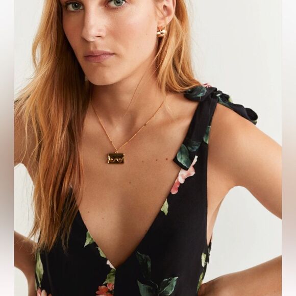 Mango Floral bow dress size 2 - Picture 2 of 12